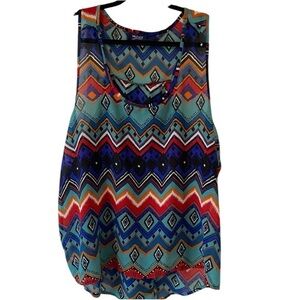 Western Print Racerback Tank